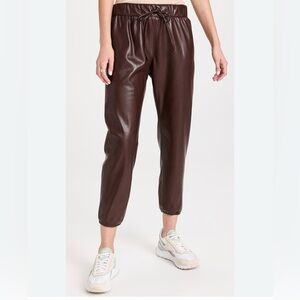 Enza Costa Brown Vegan Leather Jogger Pants